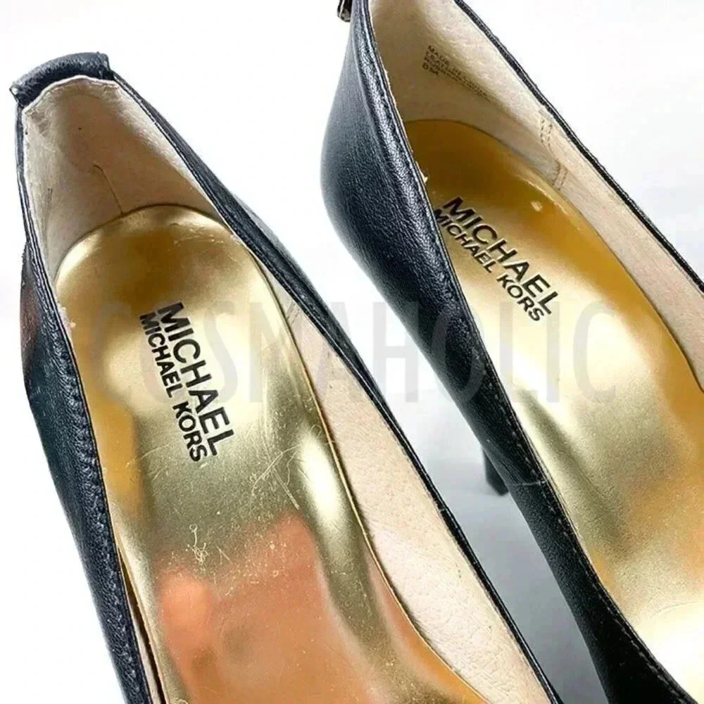 Michael by Michael Kors Erika Peep Toe Black High Heel Size 8 - Picture 2 of 5